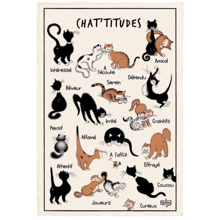 Theedoek Dubout Chat'tiudes Écru 48 X 72