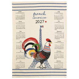 Recyceltes Geschirrtuch Calendrier French Cocorico 2027 Écru 50 X 70