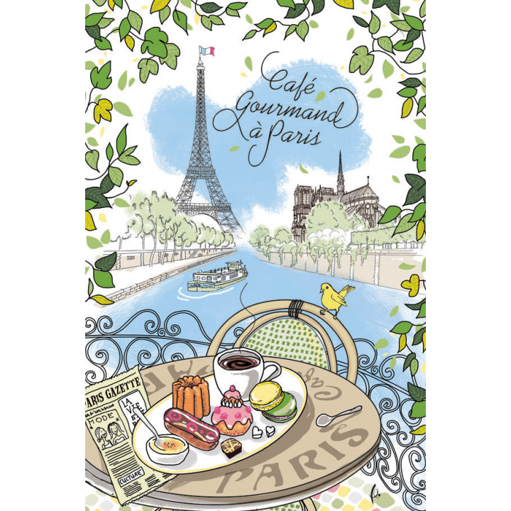Pano de prato Paris Café gourmand Blanc 48 X 72