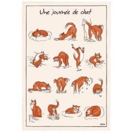 Bedrucktes Geschirrtuch Journée de chat Écru 48 X 72