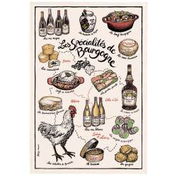 Paño de cocina Spécifialités de Bourgogne Écru 48 X 72