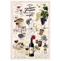 Torchon Imprimé Crus d'excellence Ecru 48 x 72