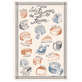 Paño de cocina estampado Fromages de France Écru 48 X 72