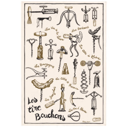 Bedrucktes Geschirrtuch Les tire-bouchons Écru 48 X 72