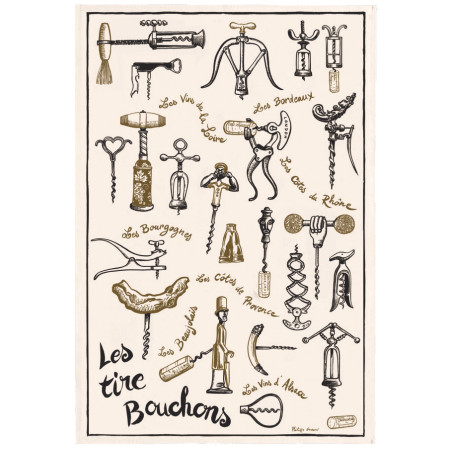 Pano de prato estampado Les tire-bouchons Écru 48 X 72