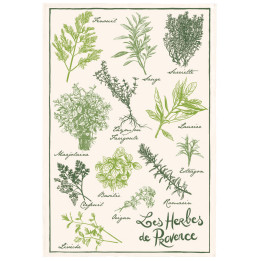 Strofinaccio stampato Les herbes de Provence Écru 48 X 72