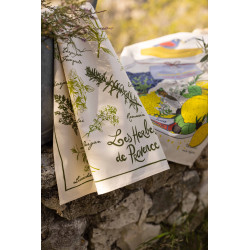 Pano de prato estampado Les herbes de Provence Écru 48 X 72