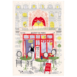 Pano de prato estampado Façade bistrot Écru 48 X 72
