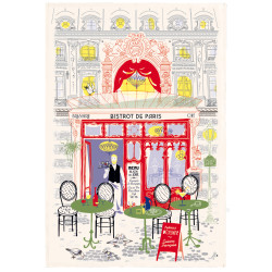 Torchon Imprimé Façade bistrot Ecru 48 x 72