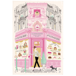 Paño de cocina estampado Façade patisserie Écru 48 X 72