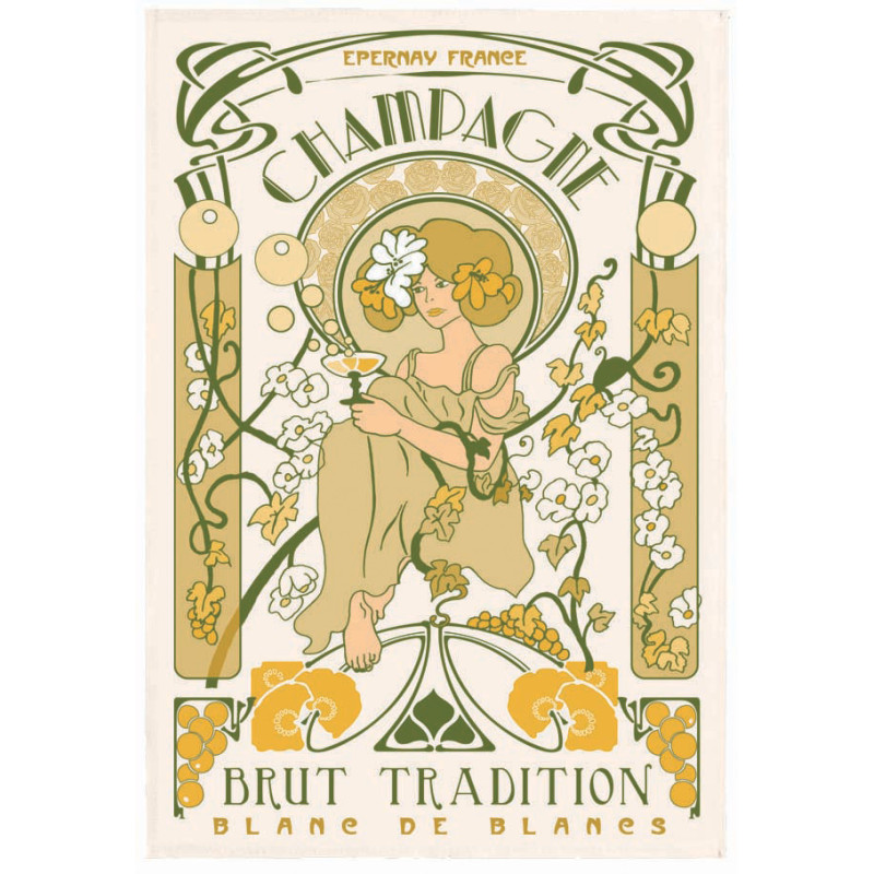 Geschirrtuch Champagne Art Nouveau Écru 48 X 72
