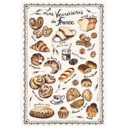 Paño de cocina Les Viennoiseries Françaises Écru 48 X 72