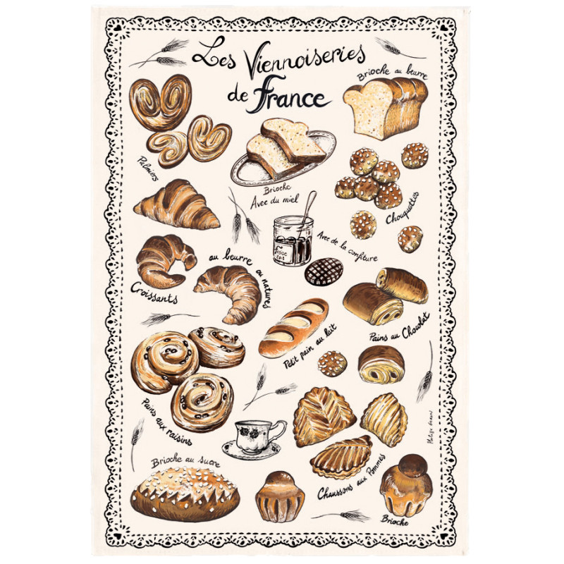 Geschirrtuch Les Viennoiseries Françaises Écru 48 X 72