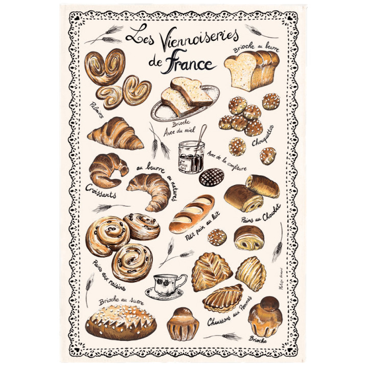 Strofinaccio Les Viennoiseries Françaises Écru 48 X 72