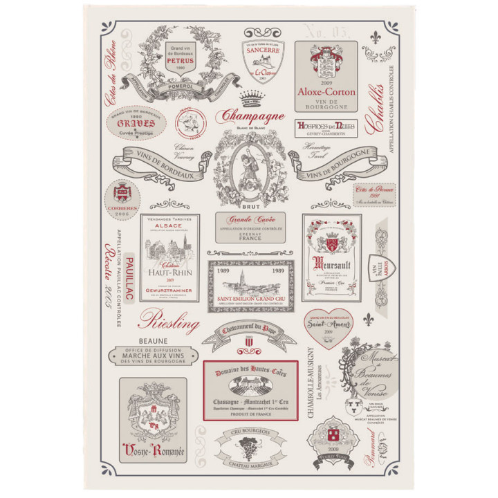 Theedoek Étiquettes de vins Écru 48 X 72