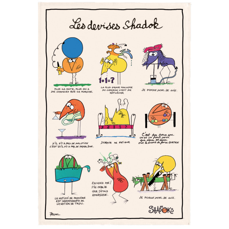 Strofinaccio Shadoks Les devises Écru 48 X 72