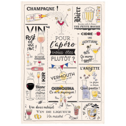 Torchon Verres et apéros Ecru 48 x 72