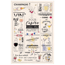 Torchon Verres et apéros Ecru 48 x 72