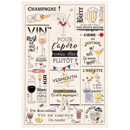 Geschirrtuch Verres et apéros Écru 48 X 72