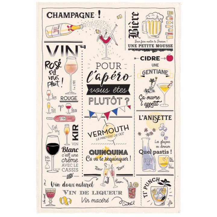Strofinaccio Verres et apéros Écru 48 X 72