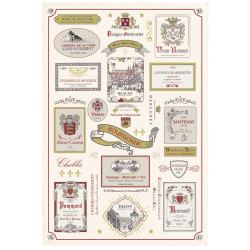 Theedoek Multi-étiquettes Bourgogne Écru 48 X 72