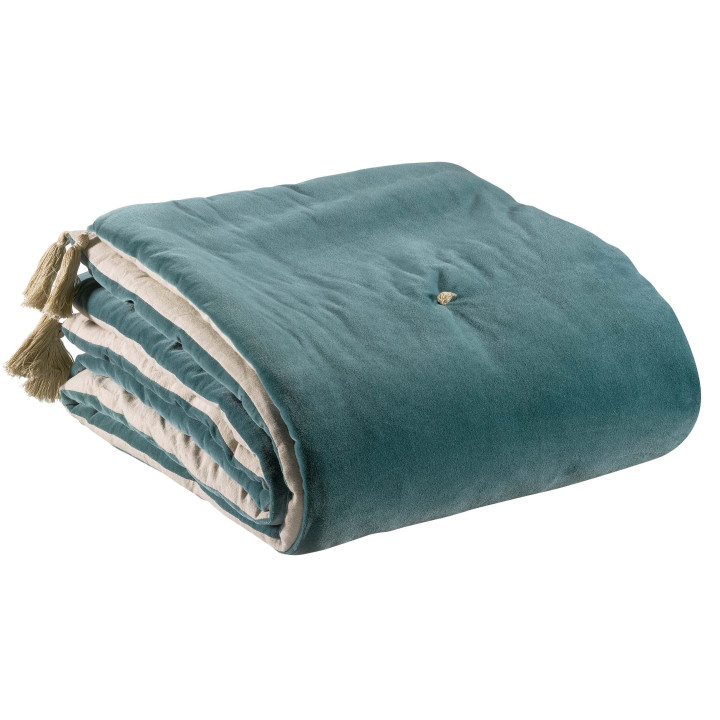 Edredom com pompons Elise Vert de gris 80 X 180