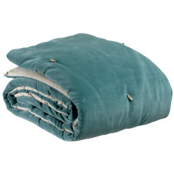 Plaid con punti annodati Elise Vert de gris 140 X 200
