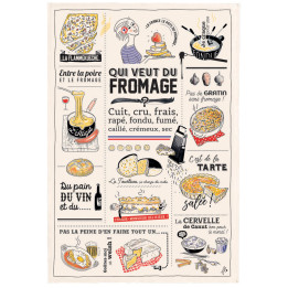 Theedoek Qui veut du fromage Écru 48 X 72