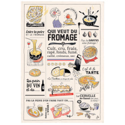 Theedoek Qui veut du fromage Écru 48 X 72
