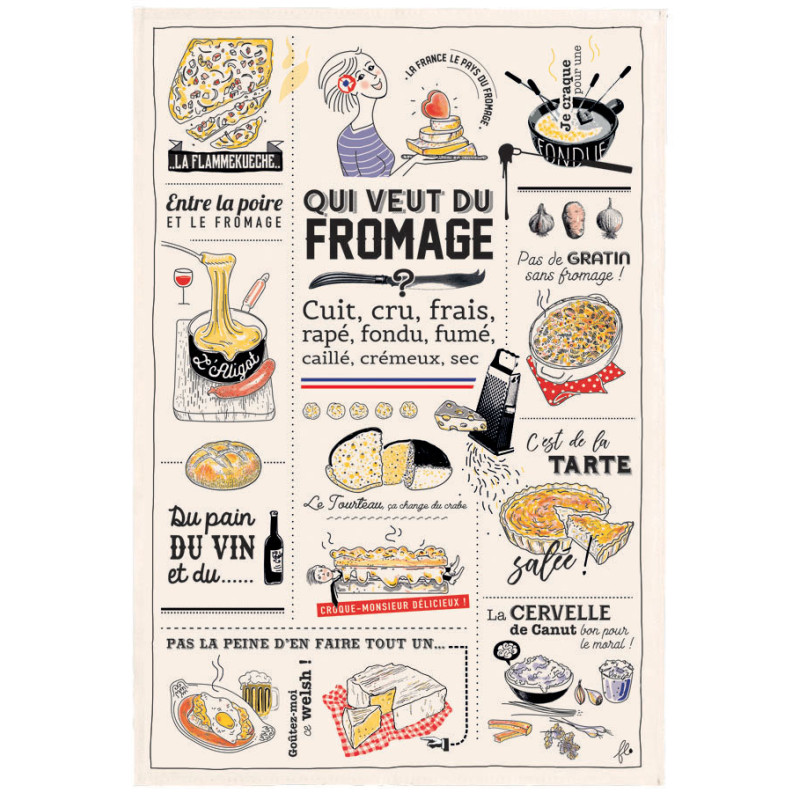 Geschirrtuch Qui veut du fromage Écru 48 X 72