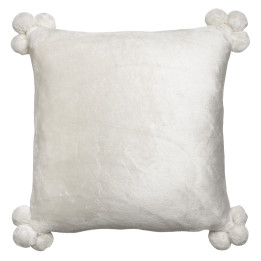 Coussin Tender pompons Neige 45 x 45