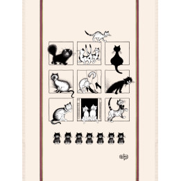 Grande strofinaccio Dubout Galerie de chats Écru 60 X 80