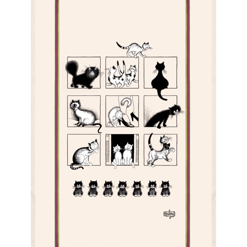 Großes Geschirrtuch Dubout Galerie de chats Écru 60 X 80 Großes Geschirrtuch Dubout Galerie de chats Écru 60 X 80