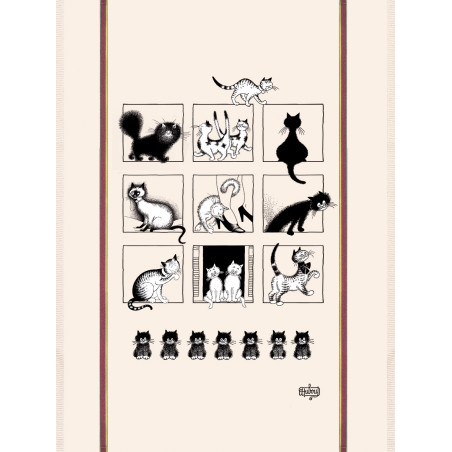 Grande strofinaccio Dubout Galerie de chats Écru 60 X 80