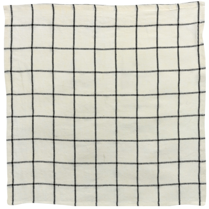 Serviette de table carreaux Karma Ecru/noir 50 x 50