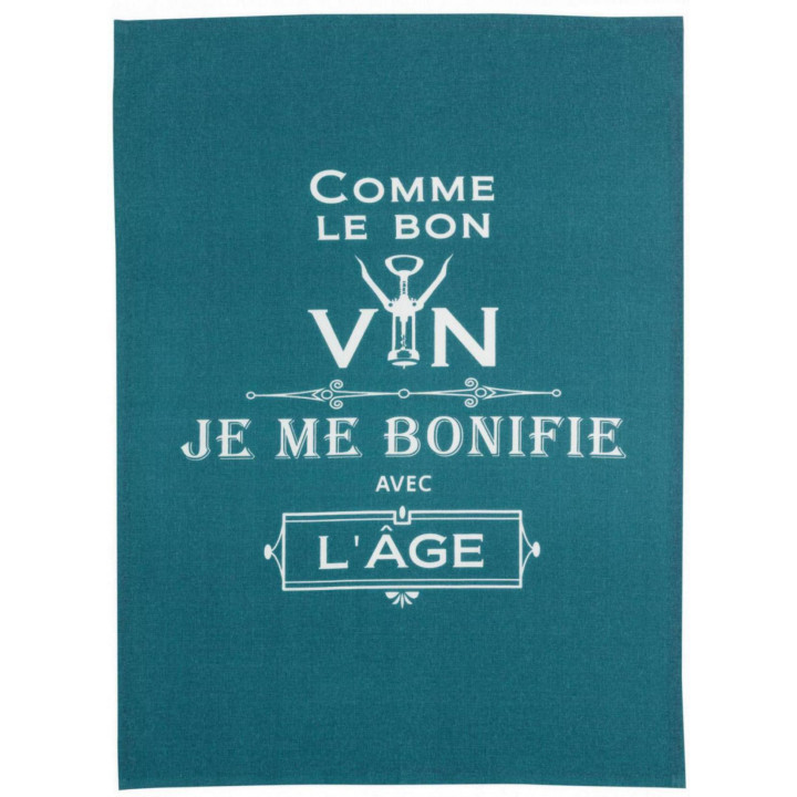 Geschirrtuch Message Comme le bon vin Paon 70 X 50