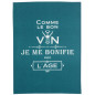 Theedoek Message Comme le bon vin Paon 70 X 50