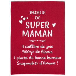 Strofinaccio Message Super Maman Rouge 50 X 70