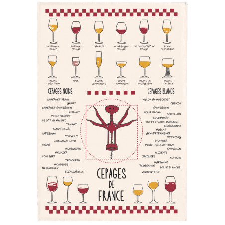 Pano de prato Vins et cépages Écru 50 X 70