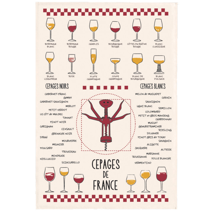 Geschirrtuch Vins et cépages Écru 50 X 70
