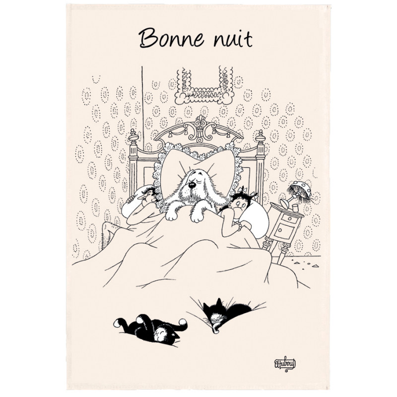 Theedoek Dubout Bonne nuit Écru 48 X 72