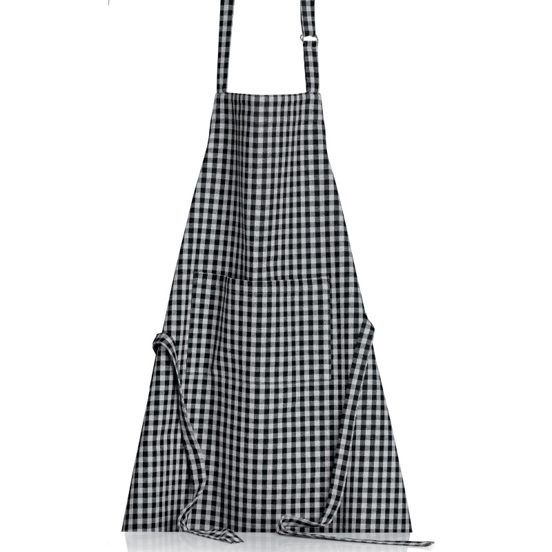 Recycelte Küchenschürze Billie Noir/Gris 80 X 85