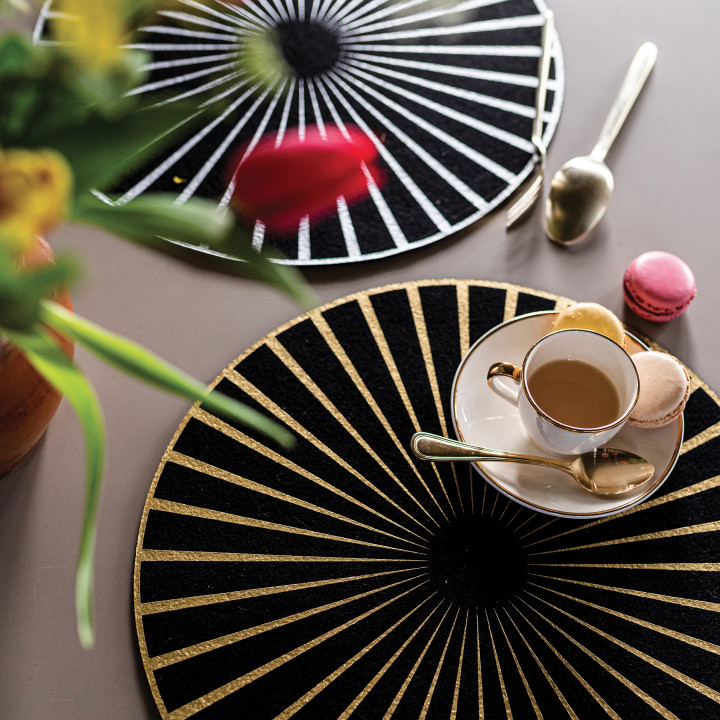 Raini vilt placemat set Noir/Argent Diameter 40
