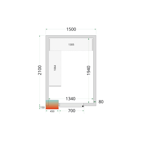 Panneaux de chambre froide 80 mm CR 150x210x220