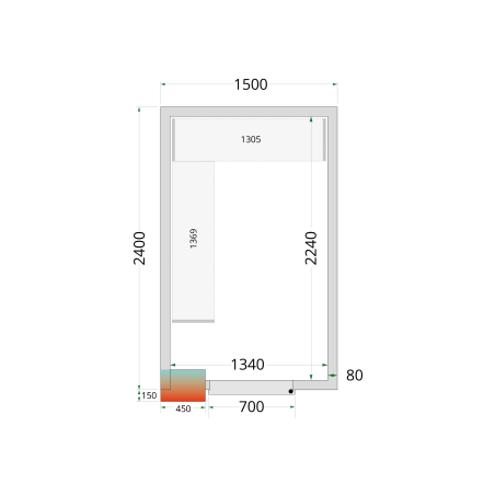 Panneaux de chambre froide 80 mm CR 150x240x220