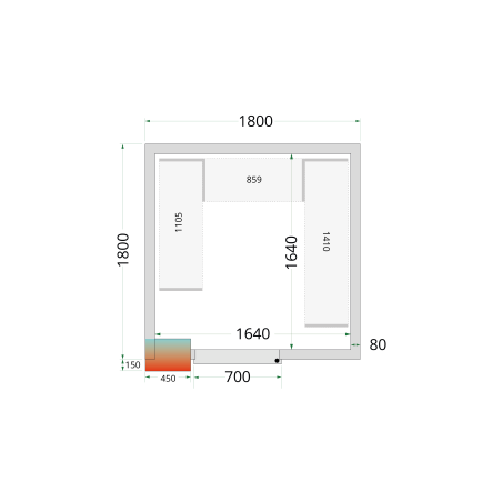 Panneaux de chambre froide 80 mm CR 180x180x220