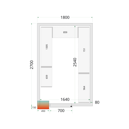 Panneaux de chambre froide 80 mm CR 180x270x220