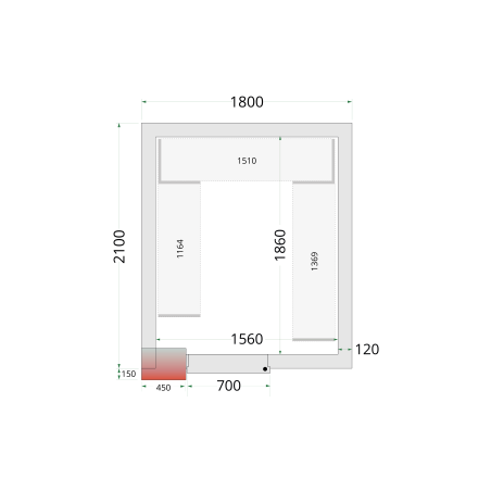 Panneaux de chambre froide 120 mm CR 180x210x220