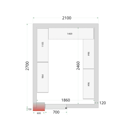 Panneaux de chambre froide 120 mm CR 210x270x220
