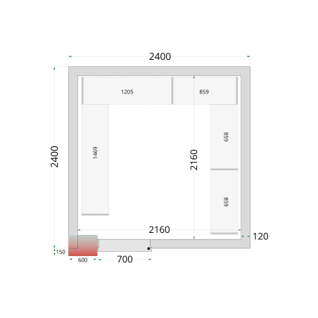 Panneaux de chambre froide 120 mm CR 240x240x220